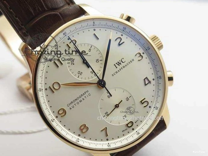 MIROTIME 0418 Portuguese Chrono RG IW371480 ZF 1:1 Best Edition White Dial On Brown Leather Strap A7750 V HighPerformance 7266